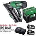 34° HiKoki 18V Akku Nagler Streifennagler 50-90mm 2x5,0 Ah NR1890DBCLW3Z BG-Bau für DNW Nägel