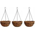 Relaxdays Blumenampel Metall Braun mit Kokoseinlagen 3-teilig 65 cm x 35 cm x 35 cm