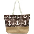 Caspar TS1034 Damen Strandtasche mit Anker Muster, Farbe:braun, Größe:One Size