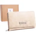 Jennifer Jones Mittelgroßes Damen Portemonnaie Portmonee Geldbörse Kunstleder Beige - Beige