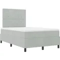 vidaXL LED Boxspringbett mit Matratze Hellgrau 120 x 200 cm Stoff 3343238