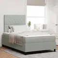 vidaXL LED Boxspringbett mit Matratze Hellgrau 120x200 cm Samt