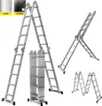 Craftfull Mehrzweckleiter CF-104A | 6in1 Leiter - Gelenkleiter aus Aluminium - Anti-Rutsch Klapp- & Stehleiter - Multifunktionsleiter (4x5 Sprossen)
