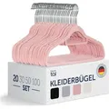 Blumtal 20 Stück Kleiderbügel Platzsparend mit Samtbezug - rutschfeste Premium Bügel inkl. Krawattenhalter, 360° drehbar, Rosa - Rosa