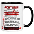 48 Geburtstag Männer Geschenk Tasse | Achtung – Diese Tasse wird von jemandem ab 48 genutzt | Lustige Geschenk Geburtstagstasse mit Spruch 48. Geburtstag | 48ter Geburtstag - Geburtstagsgeschenk Mann
