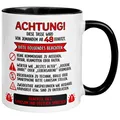 Tasse 48. Geburtstag Mann Frau – „ACHTUNG“ – Geburtstagsgeschenk Männer Frauen