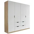 Rauch Möbel Drehtürenschrank Rauch Freising, Weiß, Sonoma Eiche, Holzwerkstoff, 2 Fächer, 4 Schubladen, 181x197x54 cm, Blauer Engel, BQ - Bündnis für Qualität, Made in Germany, Schlafzimmer, Kleiderschränke, Drehtürenschränke