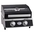 RÖSLE Gasgrill BBQ-Portable VIDERO G2-P, tragbarer Tischgrill mit 2 Edelstahlbrennern, Warmhalterost und Deckel mit Glaseinsatz sowie Deckelthermometer, pulverbeschichteter Stahl, 50 mbar