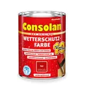 Consolan Wetterschutzfarbe, Deckender Holzschutz für Außen, Rot, 750ml