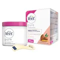 Veet Pure Zuckerpaste mit Arganöl - Sugaring Paste für die Haarentfernung an Körper & Gesicht - 1 x 250 ml inkl. Holzspatel & Stoffstreifen