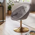 FineBuy Loungesessel Grau Drehstuhl Clubsessel Samt Cocktailsessel Barsessel