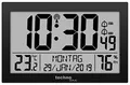 Technoline WS 8016 Funkwanduhr digital mit DCF Funkuhr | Temperatur & Luftfeuchtigkeit | 2 Weckalarme | Kalender | großes LCD Display | Wand- oder Tischuhr | schwarz