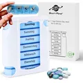 Pillendose 7 Tage 4 Fächer - Wöchentliche Tablettenbox in Weiß - Medikamente Organizer für Senioren Morgens Mittags Abends Nachts