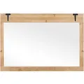 Costway Wandspiegel Zum Aufhängen 97 x 67 cm mit Holzrahmen Natur