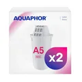 AQUAPHOR Filterkartusche A5 Pack 2 mit Magnesium I Filtert Kalk & Chlor sowie Schwermetalle & andere Stoffe I 350l klares Wasser I Mit AQUALEN Technologie I Besseres Essen & Trinken