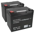 Ersatzakku für Invacare Butler, Leo 2x Multipower 12V - 36Ah Zyklenfest AGM VRLA