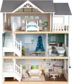 Puppenhaus Stadtvilla, 5 Zimmer, inkl. Möbel, Holz, Loggia