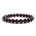 Candyfancy Armbänder Damen 8MM Perlen Granat Armband Bergkristall Bead Elastisch Natürlich Stein Frauen