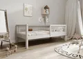 TIMBEE - Alfi - Kinderbett 80x160 cm - Bett Grau - Einzelbett für Kinder mit Lattenrost und Rausfallschutz Abnehmbar - Hohe Beine - Belastbar bis 100 kg - aus Kiefernholz Klasse 1