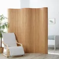 Homestyle4u Paravent Raumteiler Innen Bambus Braun 195 cm hoch Raumtrenner Trennwand Rollbar Wellenform Sichtschutz | Artikel 302