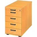 HAMMERBACHER Unni SE1 Standcontainer buche 5 Auszüge Kunststoff-Relinggriff silber 42,8 x 80,0 x 72,0 - 76,0 cm