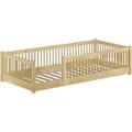 Erst-Holz Kinderbett Niedriges Bodenbett Kiefer Natur 90 x 200 cm Kleinkinder Modell 65 Rollrost inkl.
