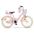 SJOEF Dolly Kinderfahrrad 18 Zoll | Ab 5 - 7 Jahre | Kinder Fahrrad für Mädchen / Jugend | Kleidergröße von 103 bis 118 cm | inklusive Seitenst... - Rosa
