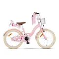 SJOEF Dolly Kinderfahrrad 18 Zoll | Ab 5-7 Jahre | einfache Montage (95% vormontiert) | Kinder Fahrrad für Mädchen/Jugend | Kleidergröße von 103 bis 118 cm | inklusive Seitenständer - Rosa