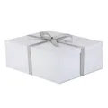 KdmNzoo Geschenkbox mit Deckel 42 x 32 x 15.5 cm groß xxl, Geschenkbox mit Schleifen, Grußkarten, Raffia Hamper Shreds für Weiß