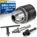 S&R Zahnkranzbohrfutter 1,5-13 mm, 1/2-20UNF, hochwertiges Vollmetall Bohrfutter mit SDS-plus Adapter, Zubehör für Bohrhämmer, Schlagbohrmaschinen, Bohrmaschinen, Zahnkranz Futter Bohren Spannen