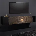 riess-ambiente Hängendes TV-Lowboard GOLDEN SUNSET 160cm schwarz gold Mangoholz TV-Schrank Kommode