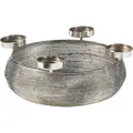Kobolo Dekokranz Adventskranz aus Metall Silber mit Schale für 4 Kerzen