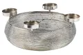 Kobolo Dekokranz Adventskranz aus Metall in Silber mit Schale für 4 Kerzen