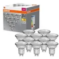 10er-PACK OSRAM LED BASE PAR16 GU10 LED Strahler 4.3W wie 50W 36° 2700K warmweißes Licht GLAS