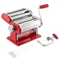 bremermann Nudelmaschine Edelstahl/Metall ROT - f�r Spaghetti, Pasta und Lasagne (7 Stufen), Pastamaschine, Pastamaker