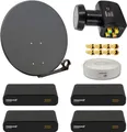 PremiumX SAT Anlage 60cm Antenne Quad LNB 50m Kabel 4x HDTV Receiver