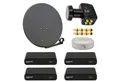 PremiumX SAT Anlage 60cm Antenne Quad LNB 50m Kabel 4x HDTV Receiver SAT-Antenne