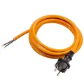 as - Schwabe PUR Baustellen-Anschlussleitung 5 m – Robuste Leitung 230 V, 16 A mit Polyurethan-Außenmantel H05BQ-F 2x1,0 - Konturenstecker, Ende 30 mm abgemantelt, Orange – IP44-70913