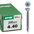 SPAX Universalschraube, 4,0 x 40 mm, 200 Stück, T-STAR plus, Senkkopf, Vollgewinde, 4CUT, WIROX A3J, 1191010400403