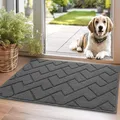 Fußmatte Grau 50x80cm Innen und Außen, Waschbar Fussmatte, Wasserdicht T