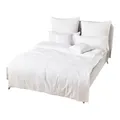 Traumschlaf Hotelbettwäsche • Kochfest & Chlorfest • Mako-Satin aus 100% Baumwolle • Weiß mit Streifen • Pflegeleicht & Atmungsaktiv • 1 Bettbezug 135 x 200 cm + 1 Kissenbezug 80 x 80 cm