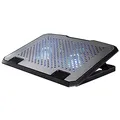 Hama Laptop Kühler für Laptops bis 15,6“ (extraleiser Notebook Kühler, 2 Lüfter, Kühlpad und Laptop Ständer in einem, Cooling Pad mit blauen LEDs, 37 x 27 x 3 cm) schwarz/Silber