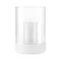 blomus Windlicht -Calma- | Kerzenhalter aus hochwertigem Beton und Glas | Farbe Lily White | Größe L | 15L x 15B x 22,5H cm | Indoor