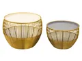 Amagohome Couchtisch Beistelltisch 2er Set Satztisch rund ø 49/41 H 37/29 cm Dekotische Sof