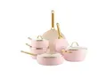 GreenPan Kochtopfset Padova Reserve, Weiß, Gold, Pink, Metall, Glas, 6-teilig, 0 L, rund, Kochen, Töpfe, Topfsets