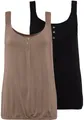 LASCANA Strandtop mit geflochtenen Trägern (2er-Pack) aus luftigem Viskose-Stretch