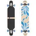 Flex2 bis 84kg - Camber Longboard (Flex2 bis 84kg, blau Blume LED - Ahornholz)