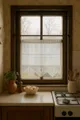 Fenstervorhang aus Baumwolle handgehäkelte Spitze – Vintage-Look BxH 50x75 cm