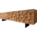 DELIFE Lowboard Solu, Akazie Natur 220 cm 2 Türen 4 Schübe Lowboard 3D-Front beige 220 cm x 55 cm x 35 cm