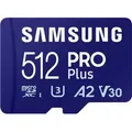 Samsung PRO Plus microSDXC-Karte 512GB A2 Application Performance Class, v30 Video Speed Class, UHS-I inkl. SD-Adapter